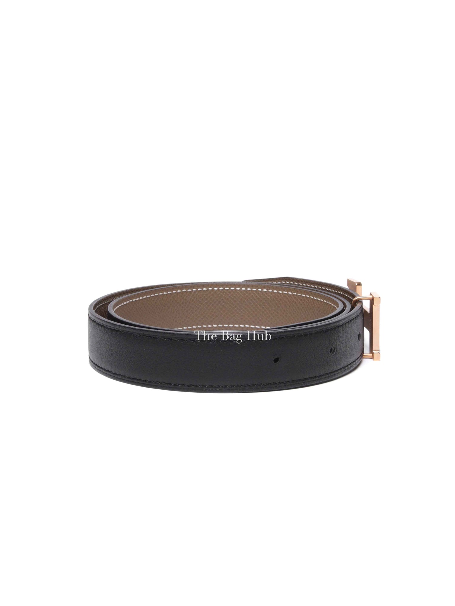 Hermes Noir Etoupe Epsom/Swift Leather H Buckle Belt RGHW 25mm 75cm