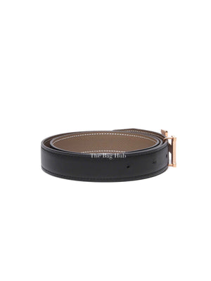 Hermes Noir Etoupe Epsom/Swift Leather H Buckle Belt RGHW 25mm 75cm
