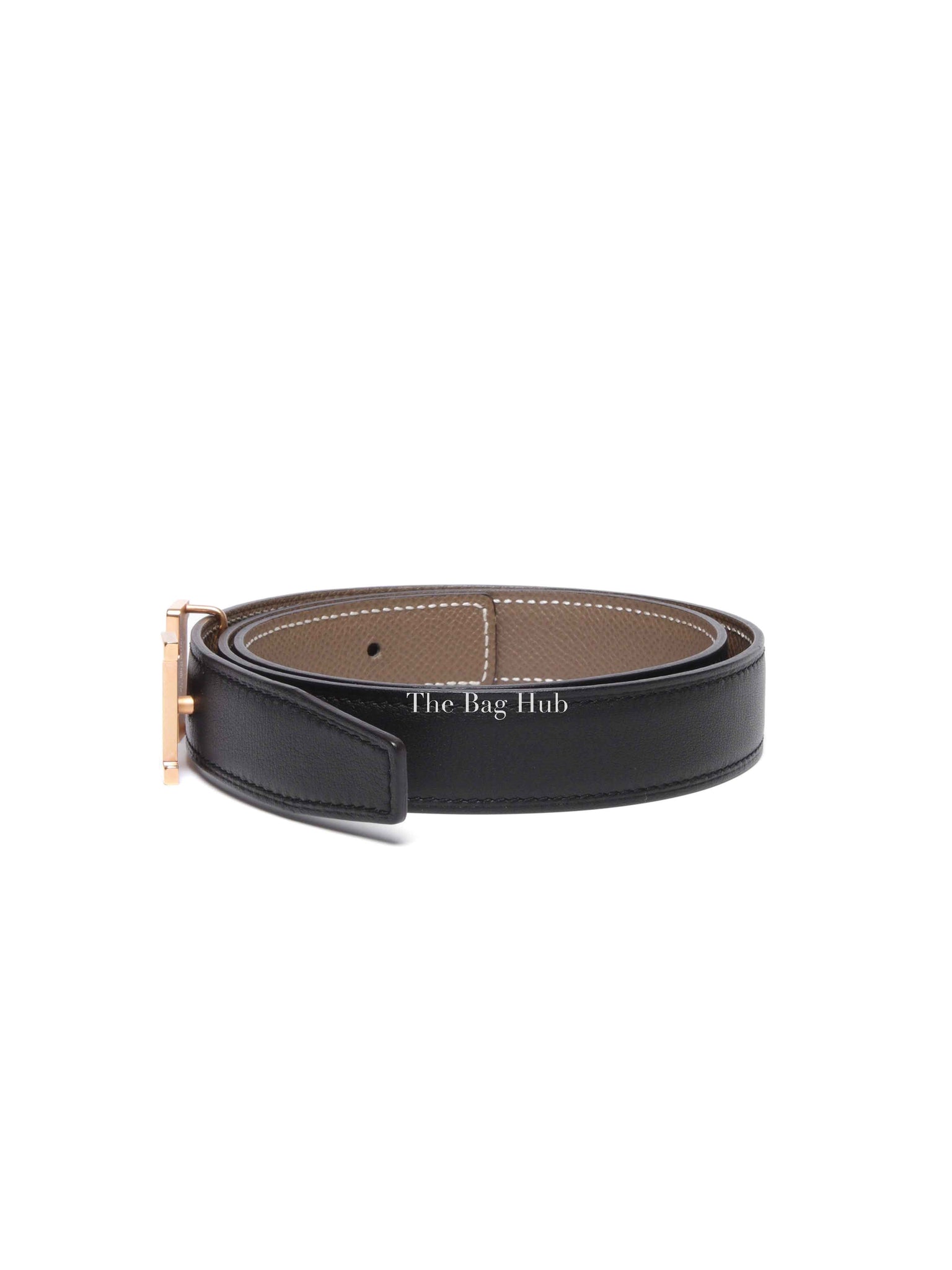 Hermes Noir Etoupe Epsom/Swift Leather H Buckle Belt RGHW 25mm 75cm