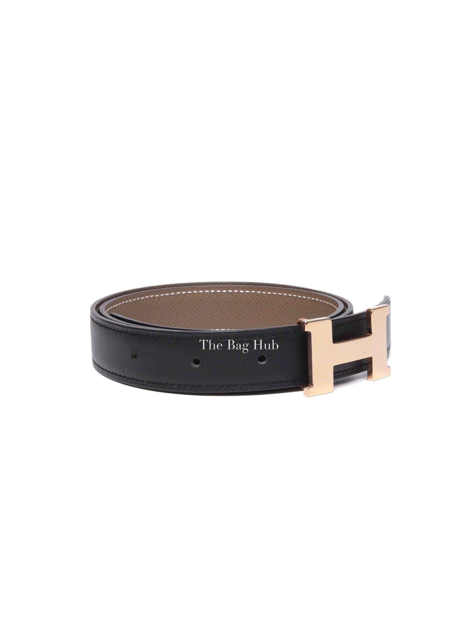 Hermes Noir Etoupe Epsom/Swift Leather H Buckle Belt RGHW 25mm 75cm