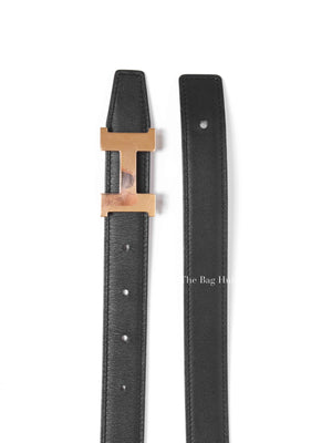 Hermes Noir Etoupe Epsom/Swift Leather H Buckle Belt RGHW 25mm 75cm
