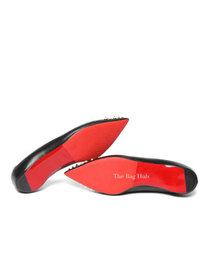 Christian Louboutin Black Leather Spikyshell Flats Size 39.5