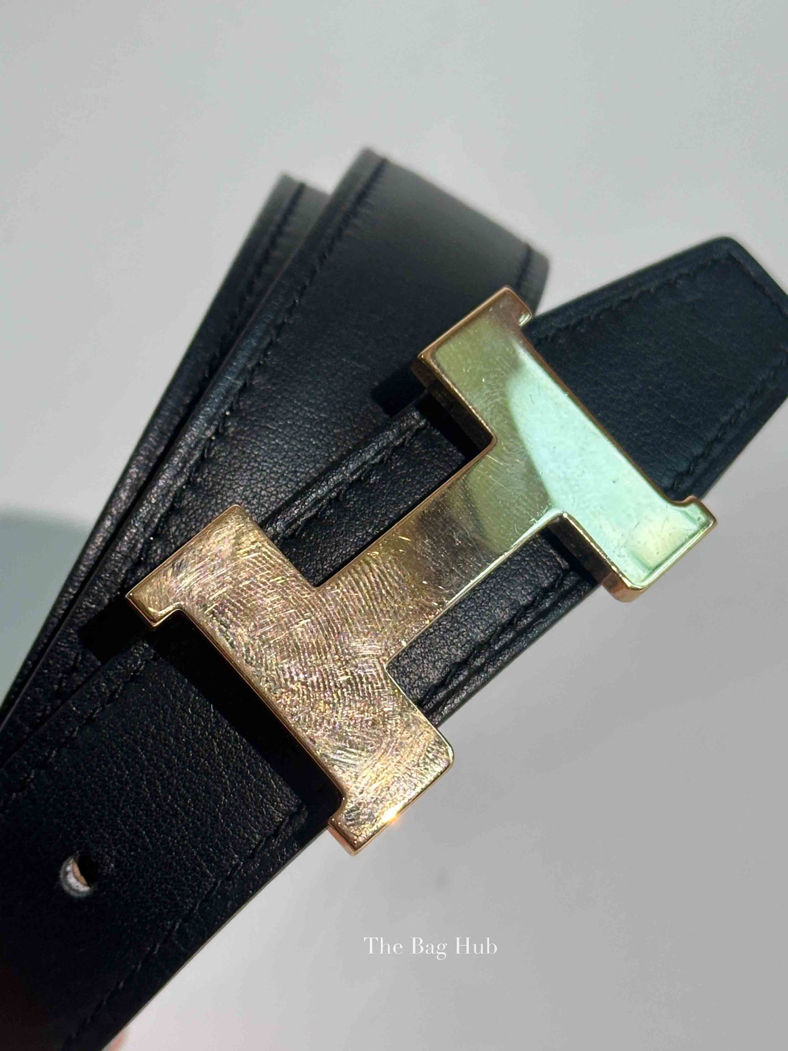 Hermes Noir Etoupe Epsom/Swift Leather H Buckle Belt RGHW 25mm 75cm