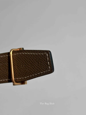 Hermes Noir Etoupe Epsom/Swift Leather H Buckle Belt RGHW 25mm 75cm