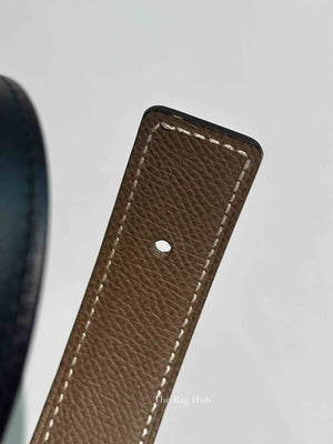 Hermes Noir Etoupe Epsom/Swift Leather H Buckle Belt RGHW 25mm 75cm