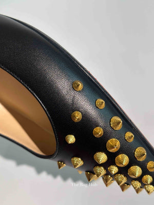 Christian Louboutin Black Leather Spikyshell Flats Size 39.5