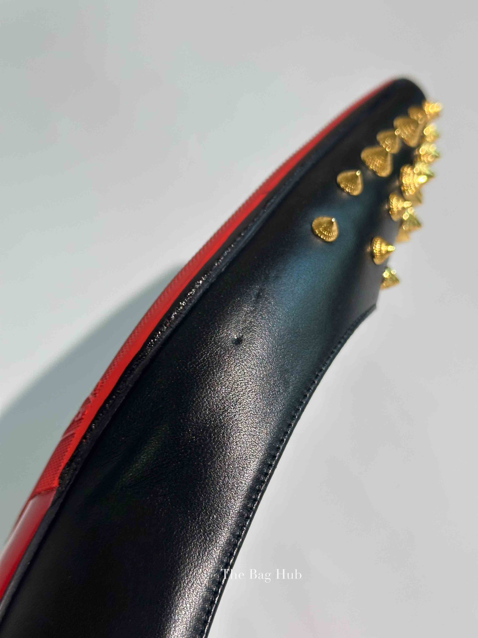 Christian Louboutin Black Leather Spikyshell Flats Size 39.5