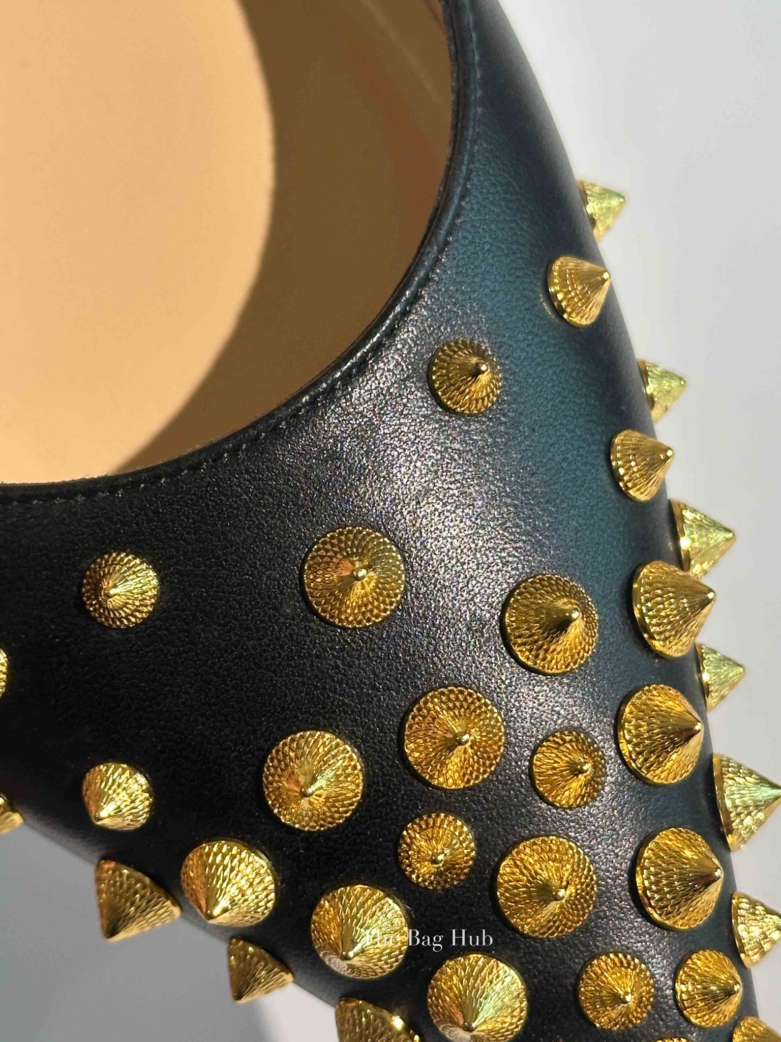 Christian Louboutin Black Leather Spikyshell Flats Size 39.5