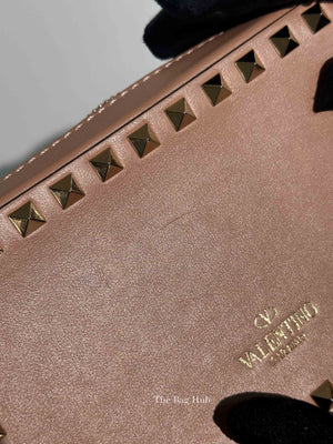 Valentino Beige/Pink Calfskin Rockstud Camera Clutch Crossbody Bag