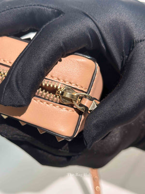 Valentino Beige/Pink Calfskin Rockstud Camera Clutch Crossbody Bag