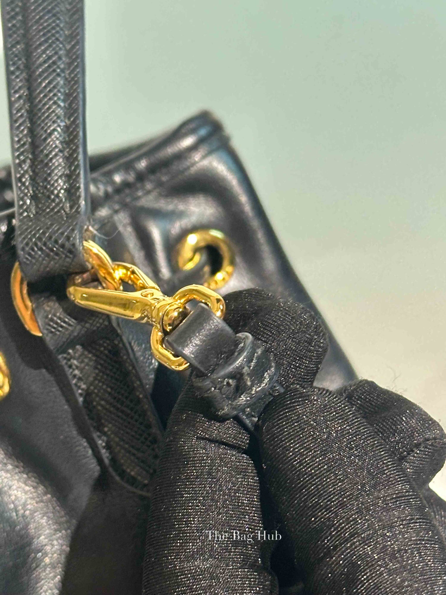 Prada Black Light Calf Duet Bucket Shoulder Bag