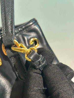 Prada Black Light Calf Duet Bucket Shoulder Bag