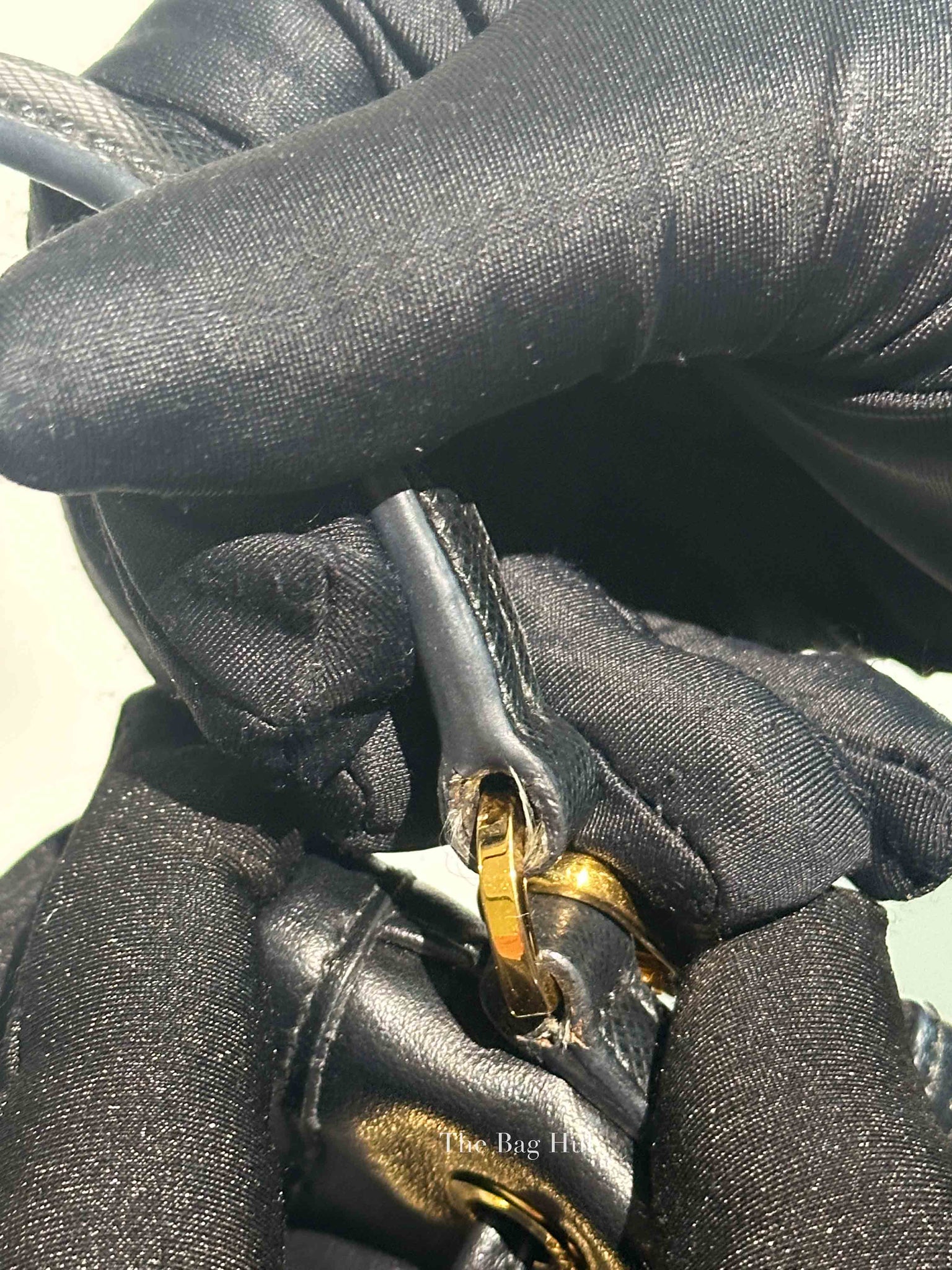Prada Black Light Calf Duet Bucket Shoulder Bag