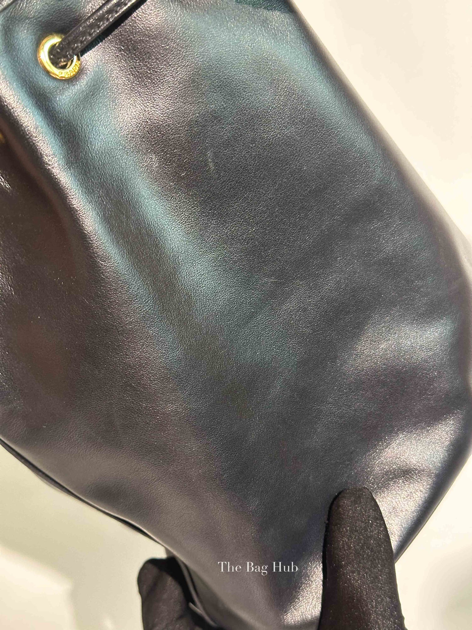 Prada Black Light Calf Duet Bucket Shoulder Bag