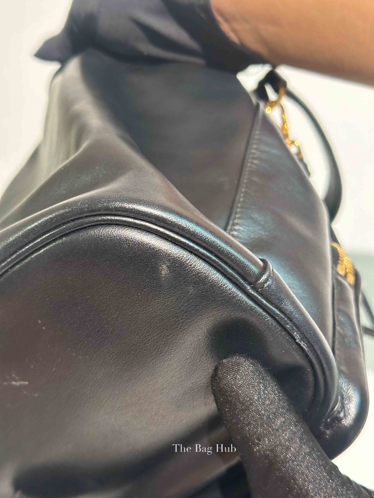 Prada Black Light Calf Duet Bucket Shoulder Bag