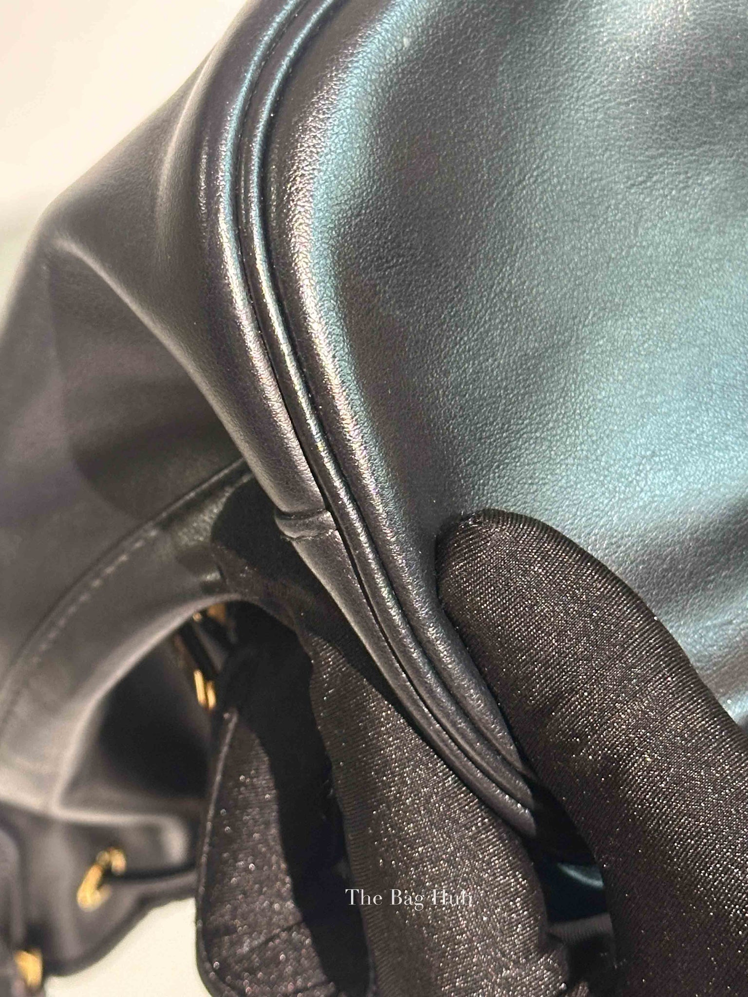 Prada Black Light Calf Duet Bucket Shoulder Bag