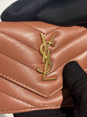 Saint Laurent Barely Pink Quilted Chevron Cassandre Fragments Flap Card Case
