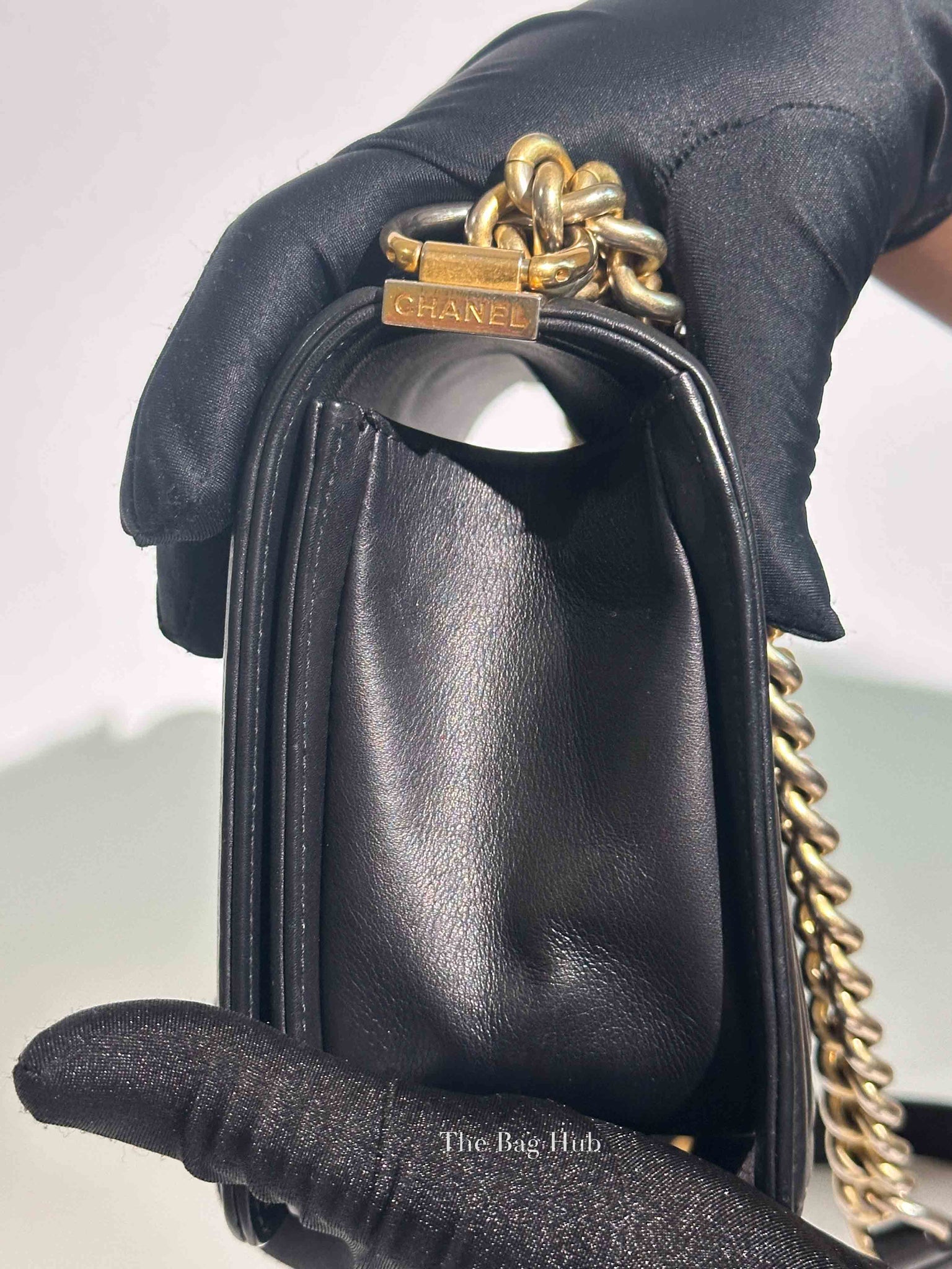 Chanel Black Calfskin Caviar In The Mix Chevron Old Medium Le Boy Flap Bag GHW