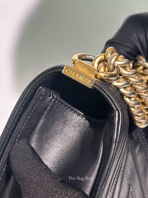 Chanel Black Calfskin Caviar In The Mix Chevron Old Medium Le Boy Flap Bag GHW