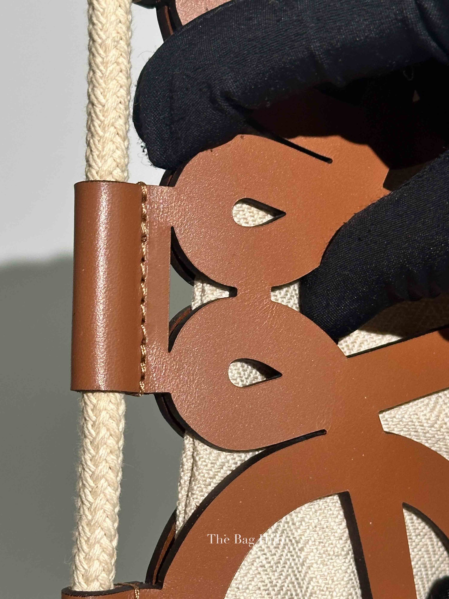 Loewe Brown Beige Leather Anagram Cutout Small Crossbody Bag