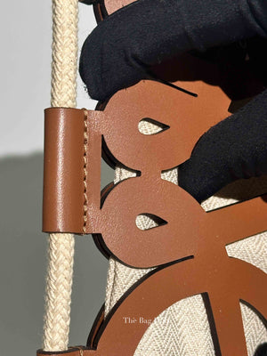 Loewe Brown Beige Leather Anagram Cutout Small Crossbody Bag