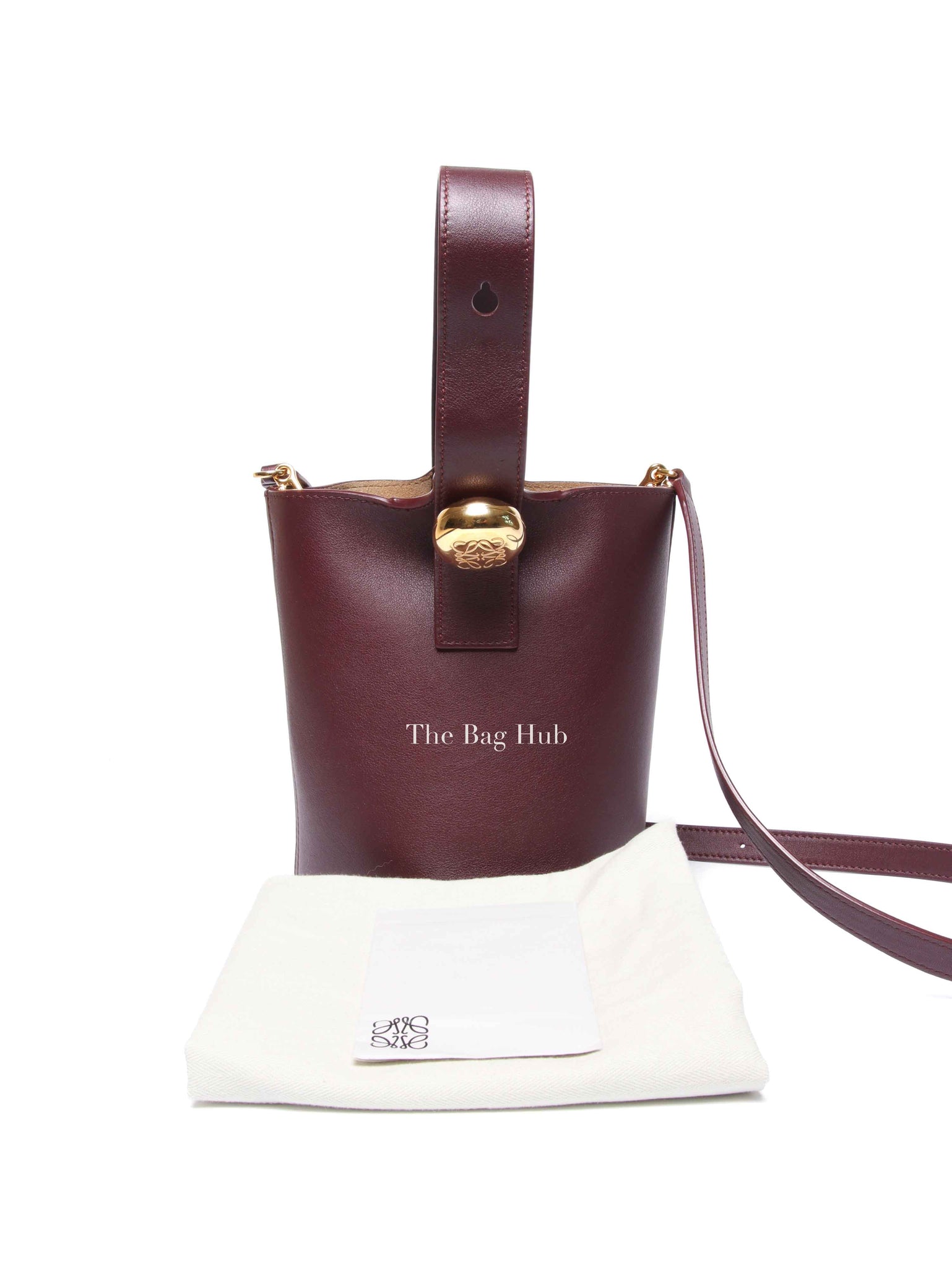 Loewe Dark Burgundy Smooth Calfskin Pebble Bucket Mini Bag