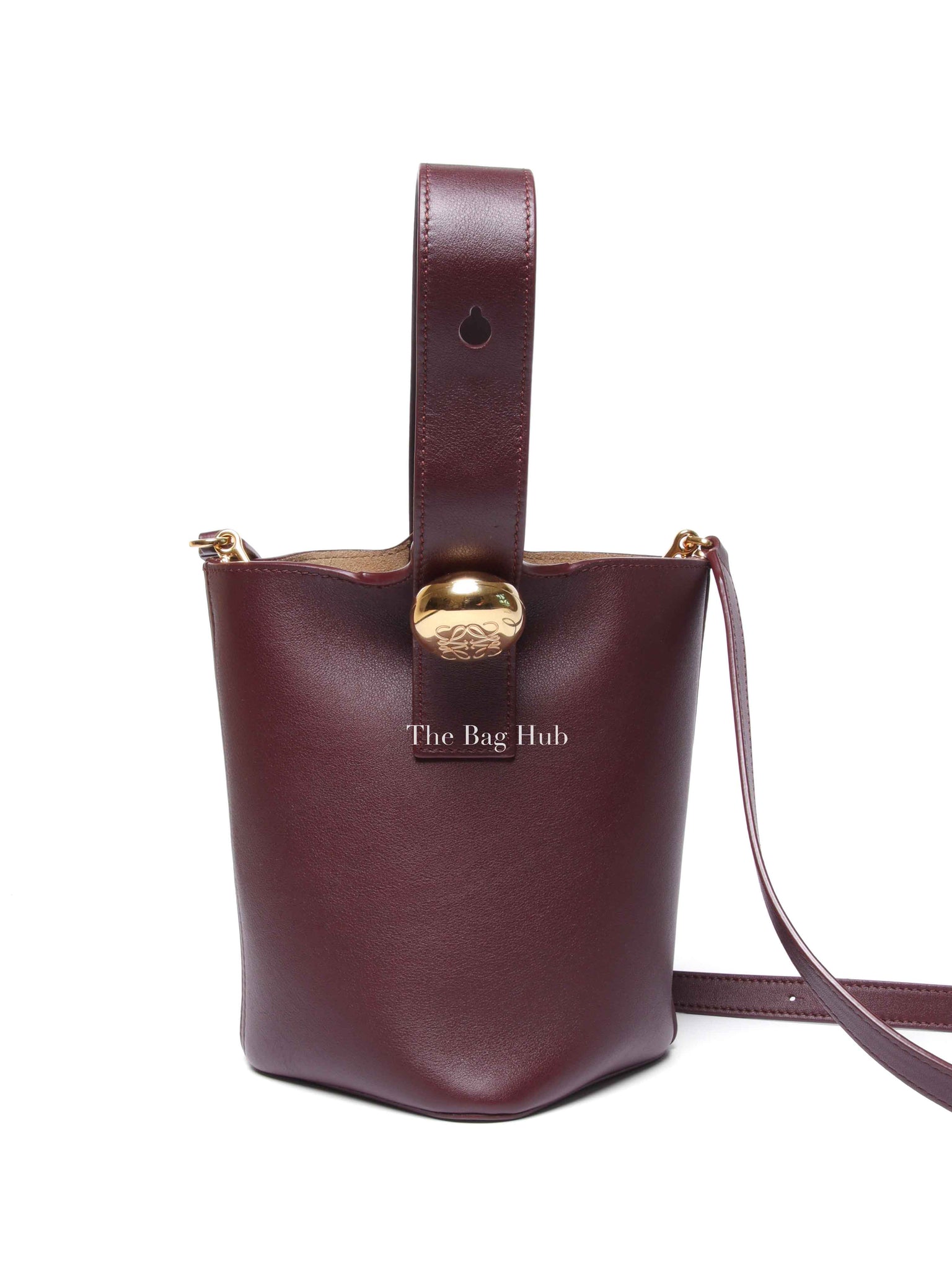 Loewe Dark Burgundy Smooth Calfskin Pebble Bucket Mini Bag