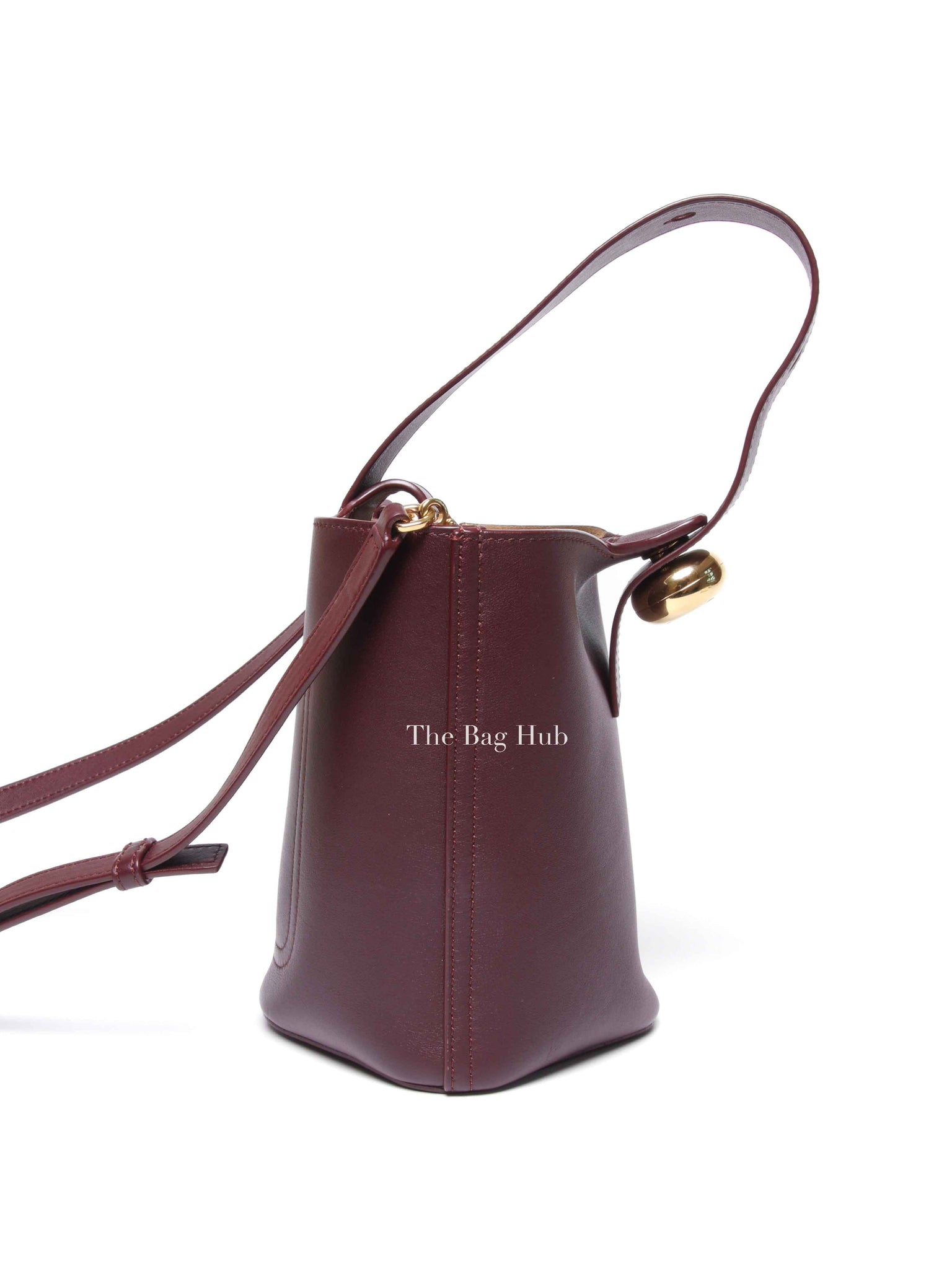 Loewe Dark Burgundy Smooth Calfskin Pebble Bucket Mini Bag