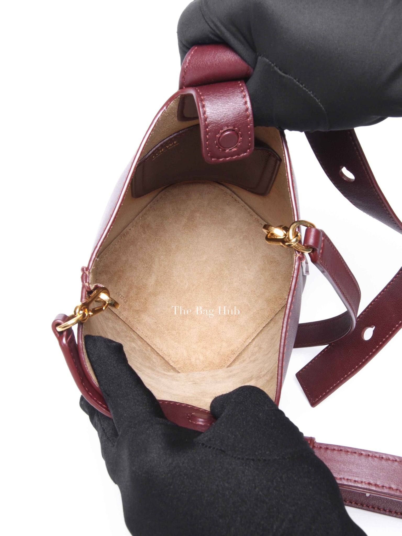 Loewe Dark Burgundy Smooth Calfskin Pebble Bucket Mini Bag