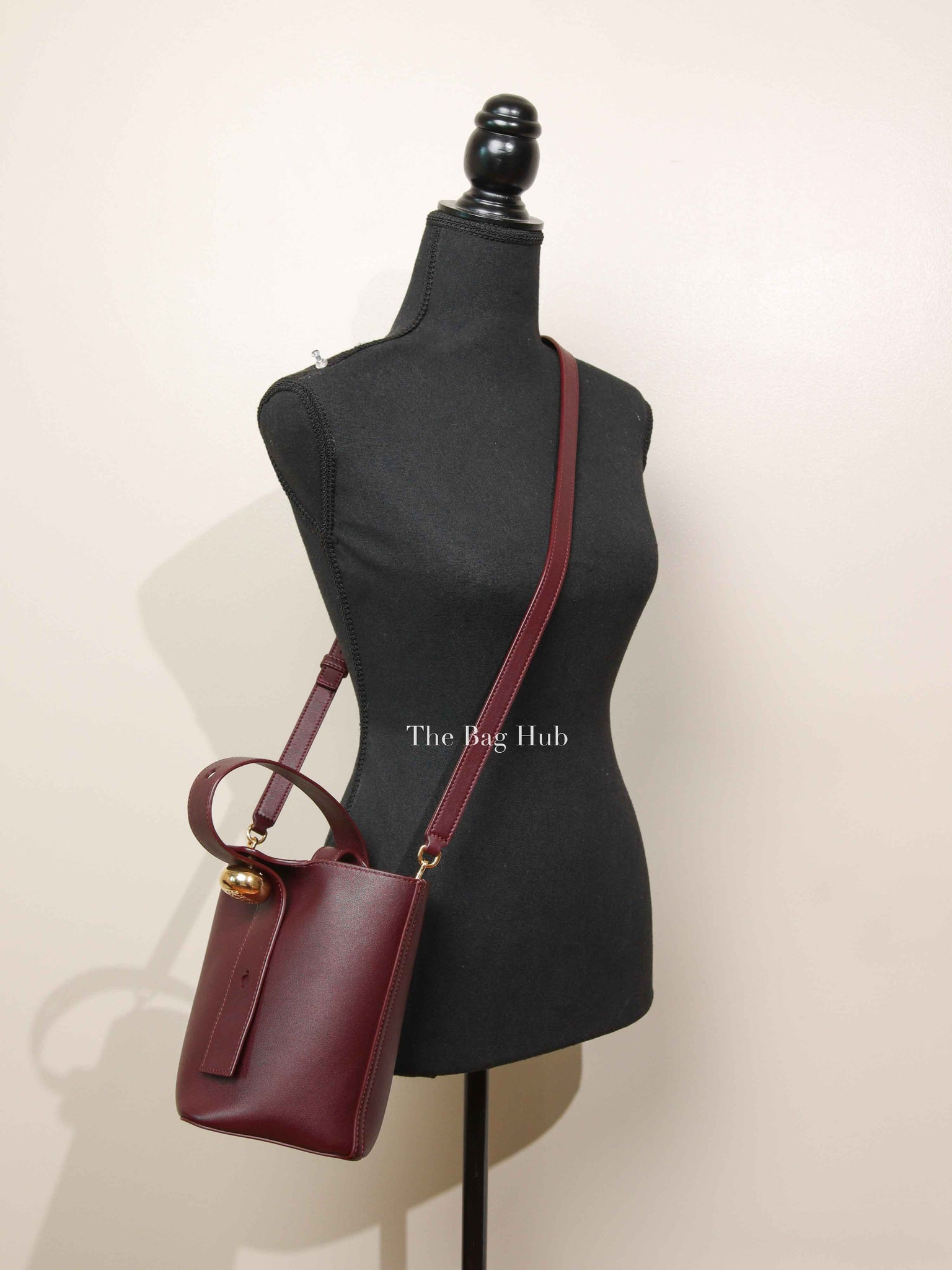 Loewe Dark Burgundy Smooth Calfskin Pebble Bucket Mini Bag