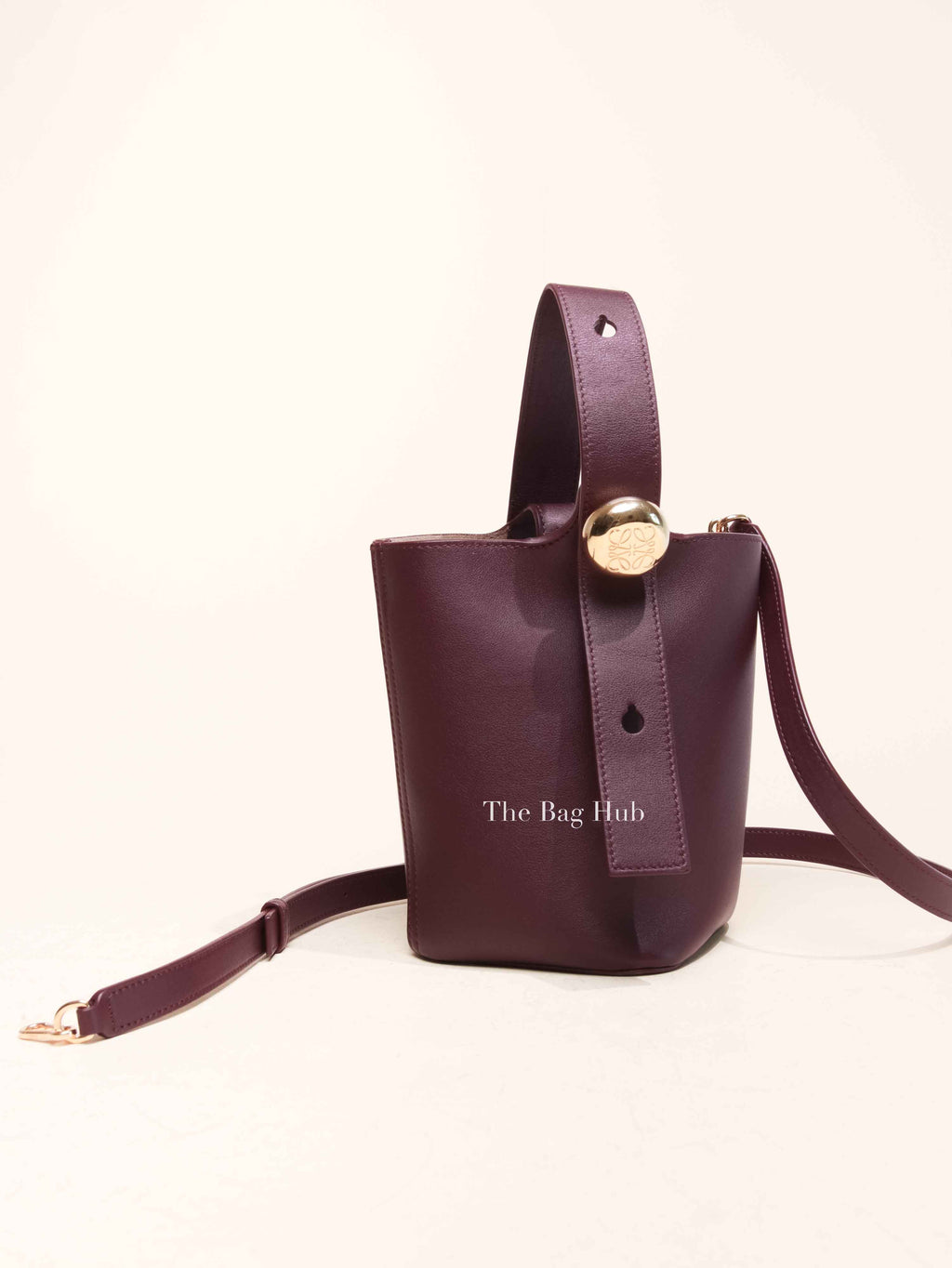 Loewe Dark Burgundy Smooth Calfskin Pebble Bucket Mini Bag