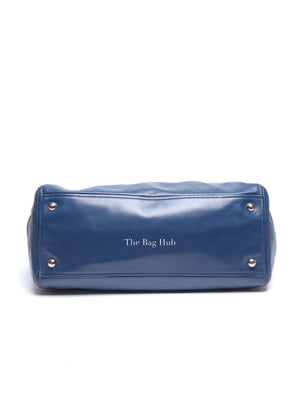 Prada Blue Soft Calf Double Zip Shoulder Bag
