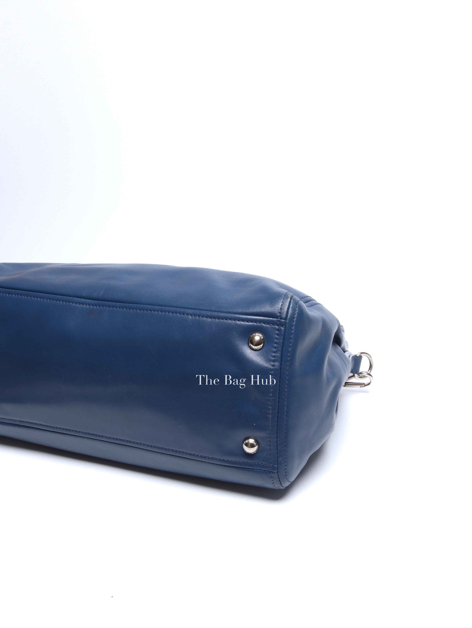 Prada Blue Soft Calf Double Zip Shoulder Bag