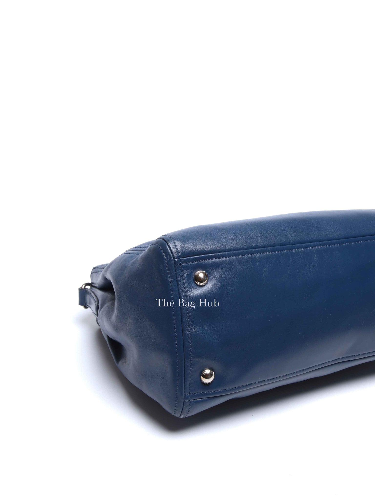Prada Blue Soft Calf Double Zip Shoulder Bag