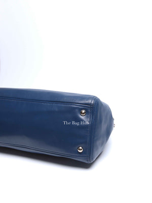 Prada Blue Soft Calf Double Zip Shoulder Bag