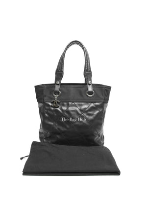 Chanel Black Canvas Paris Biarritz PM Tote Bag