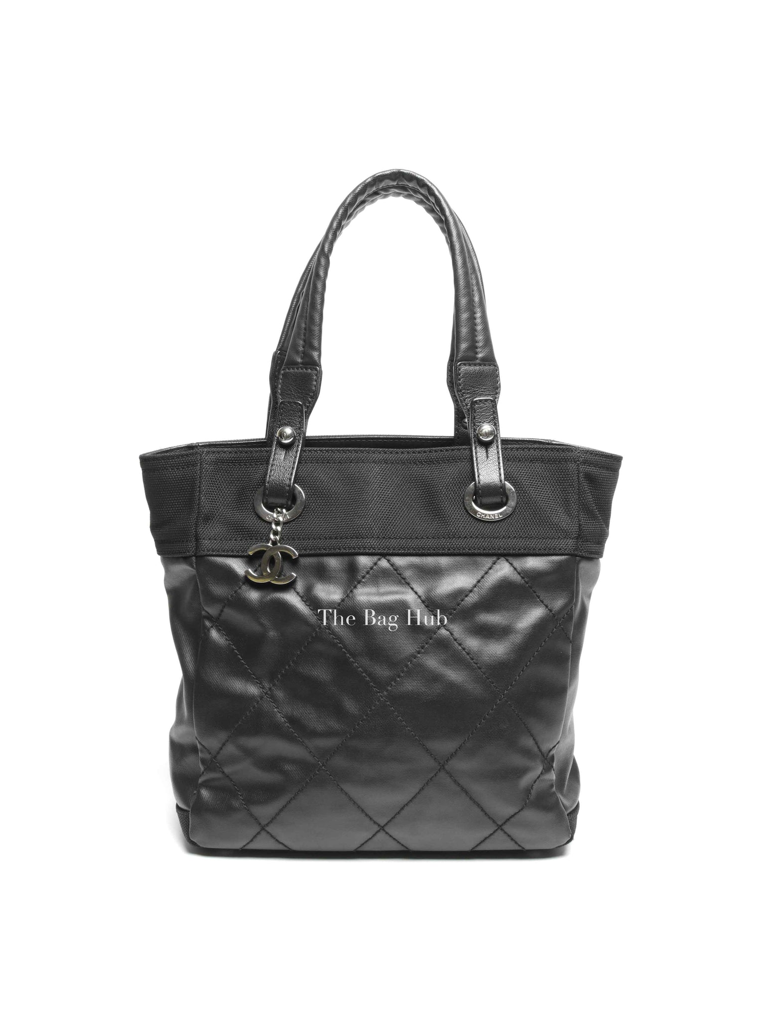 Chanel Black Canvas Paris Biarritz PM Tote Bag