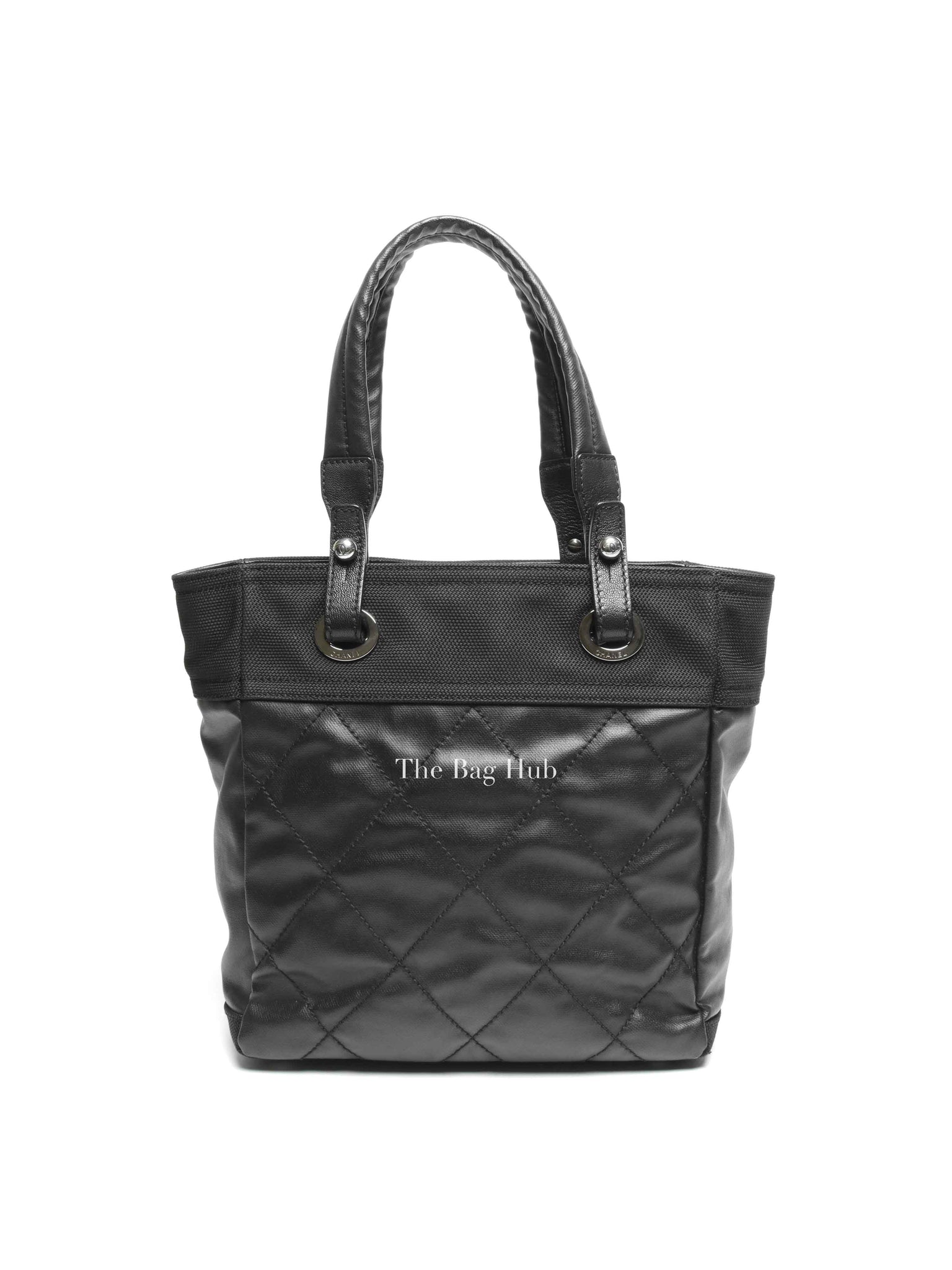 Chanel Black Canvas Paris Biarritz PM Tote Bag