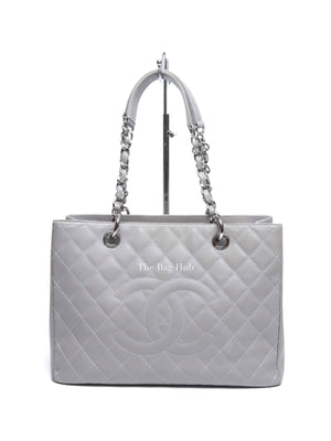 Chanel Gray Caviar Quilted Grand Shopping Tote Bag