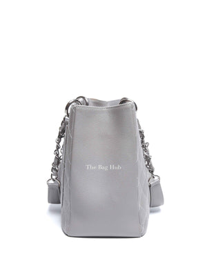 Chanel Gray Caviar Quilted Grand Shopping Tote Bag
