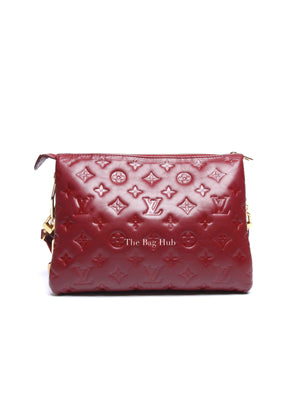 Louis Vuitton Wine Lambskin Embossed Monogram Coussin PM Bag