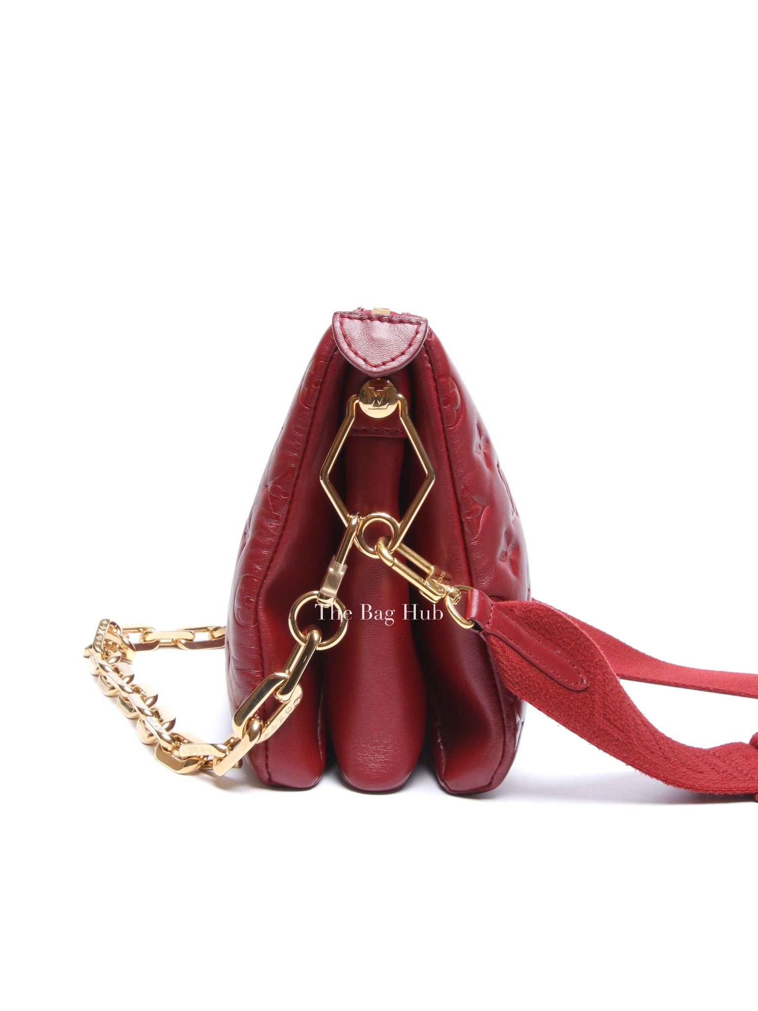 Louis Vuitton Wine Lambskin Embossed Monogram Coussin PM Bag