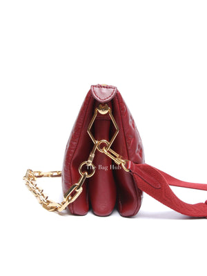 Louis Vuitton Wine Lambskin Embossed Monogram Coussin PM Bag
