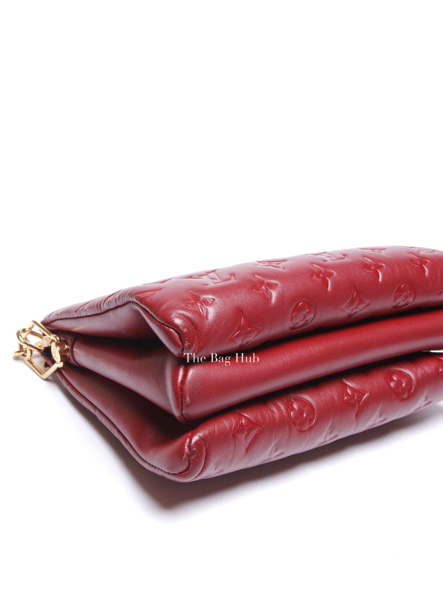 Louis Vuitton Wine Lambskin Embossed Monogram Coussin PM Bag