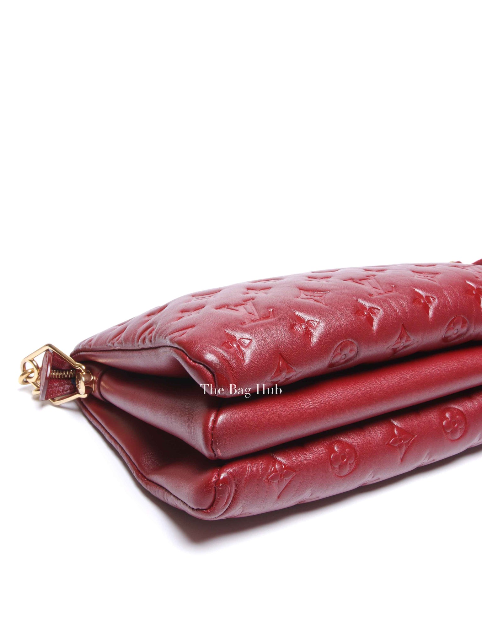 Louis Vuitton Wine Lambskin Embossed Monogram Coussin PM Bag