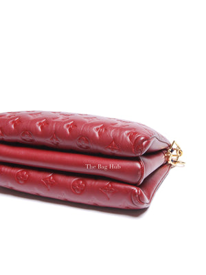 Louis Vuitton Wine Lambskin Embossed Monogram Coussin PM Bag