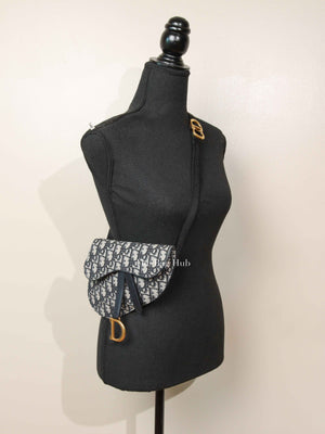 Dior Blue Oblique Canvas Saddle Belt Bag