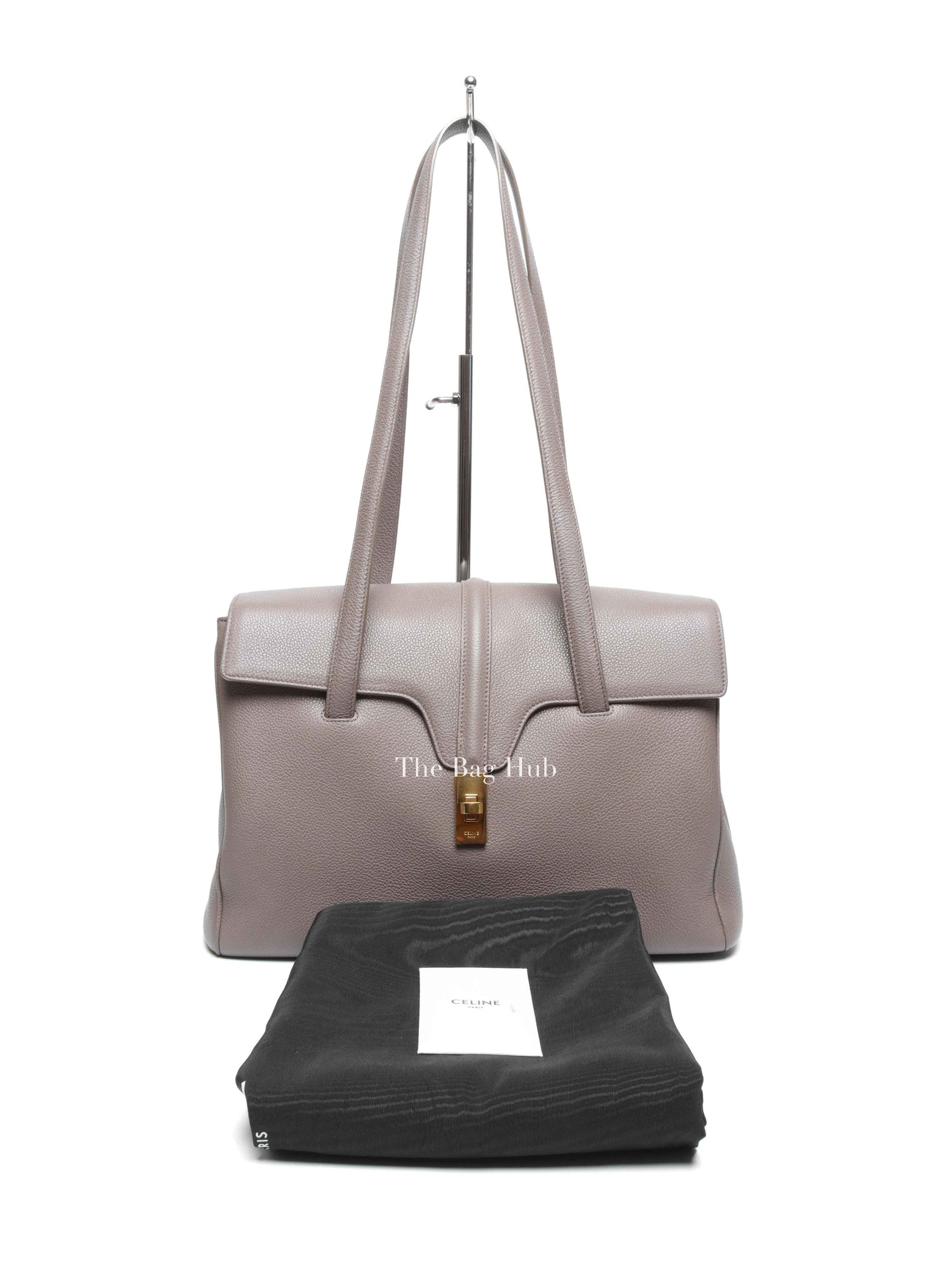 Celine Grey Grained Leather Soft 16 Medium Bag