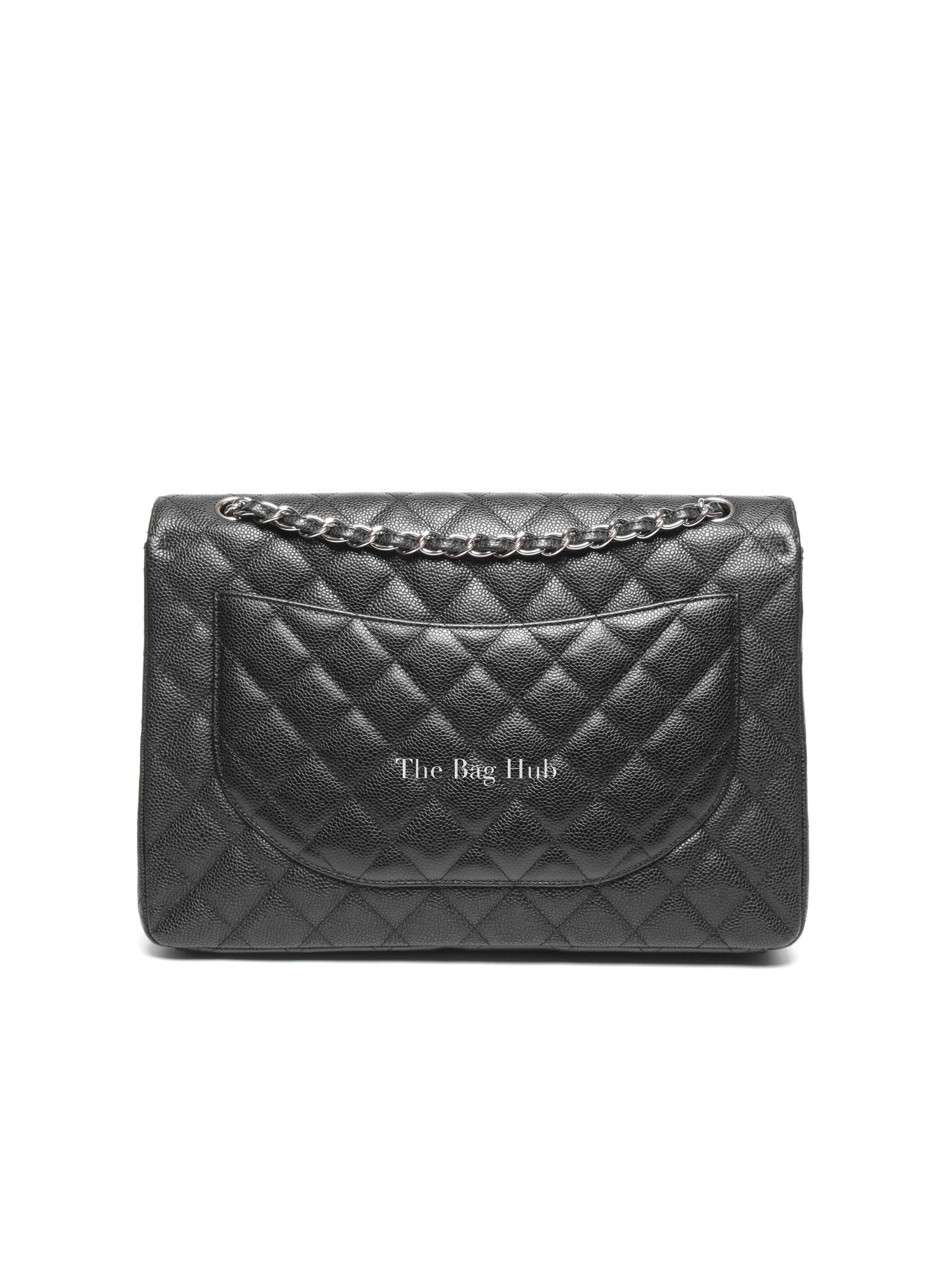 Chanel Black Quilted Caviar Maxi Classic Single Flap Bag SHW