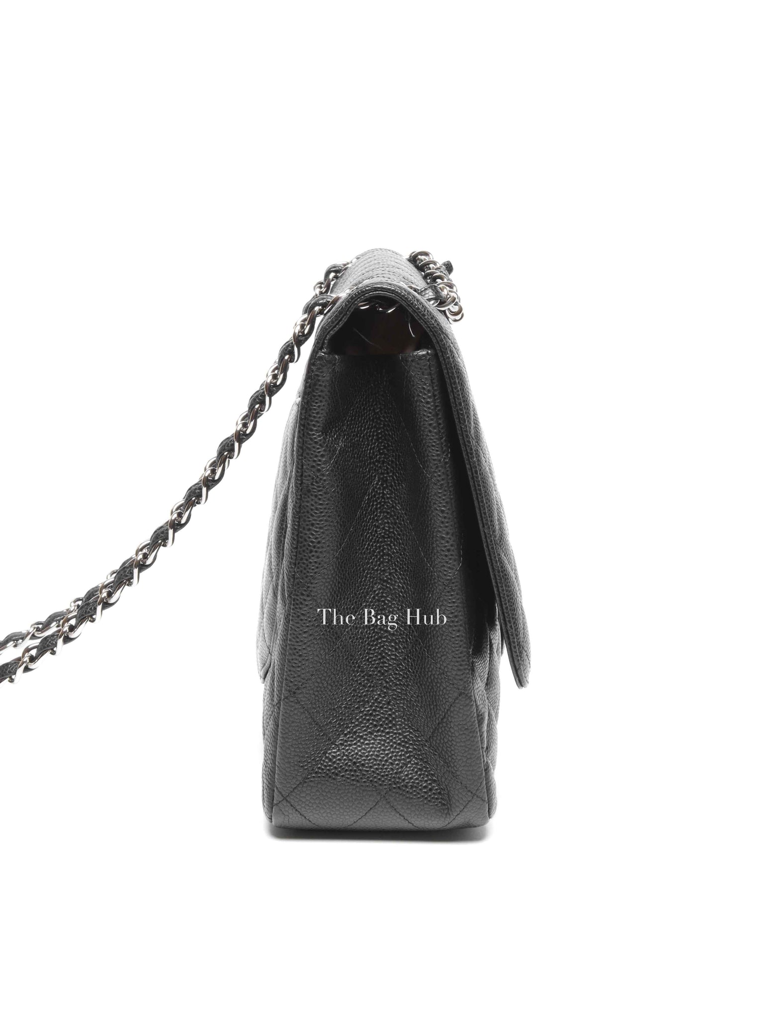 Chanel Black Quilted Caviar Maxi Classic Single Flap Bag SHW